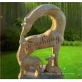 China Cheap Garden Red Marble Giraffe Statue